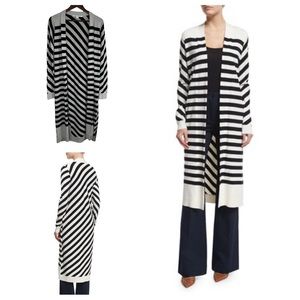 DIANE VON FURSTENBERG DVF Carlisle Silk Duster Stripe Long Open Cardigan Medium